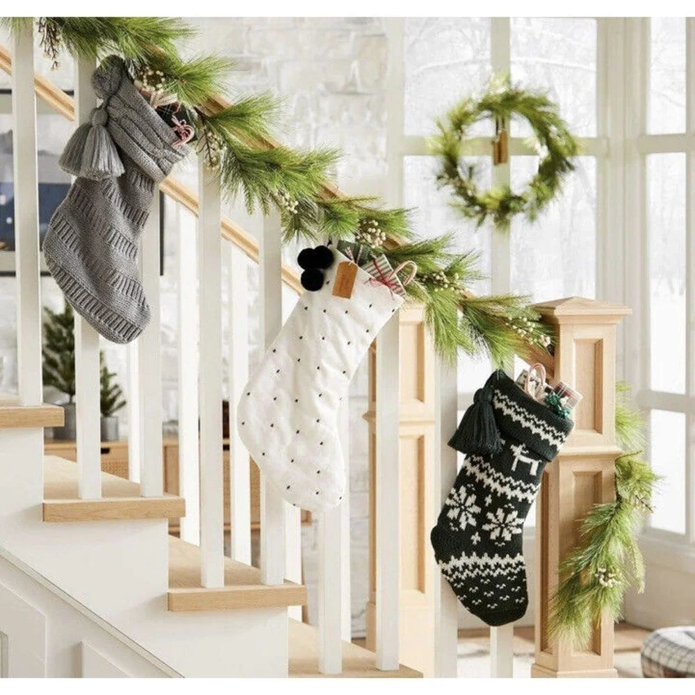 NWT Cable Knit Holiday Tassels Stocking Gray Target Hearth & Hand with Magnolia